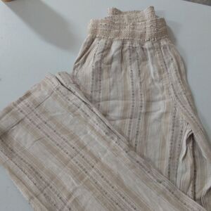 Briggs New York Cream Patterned Linen Blend Pants